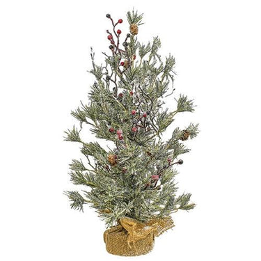 Frosted Tree w Pinecone & Red Berry Medium - The Fox Decor